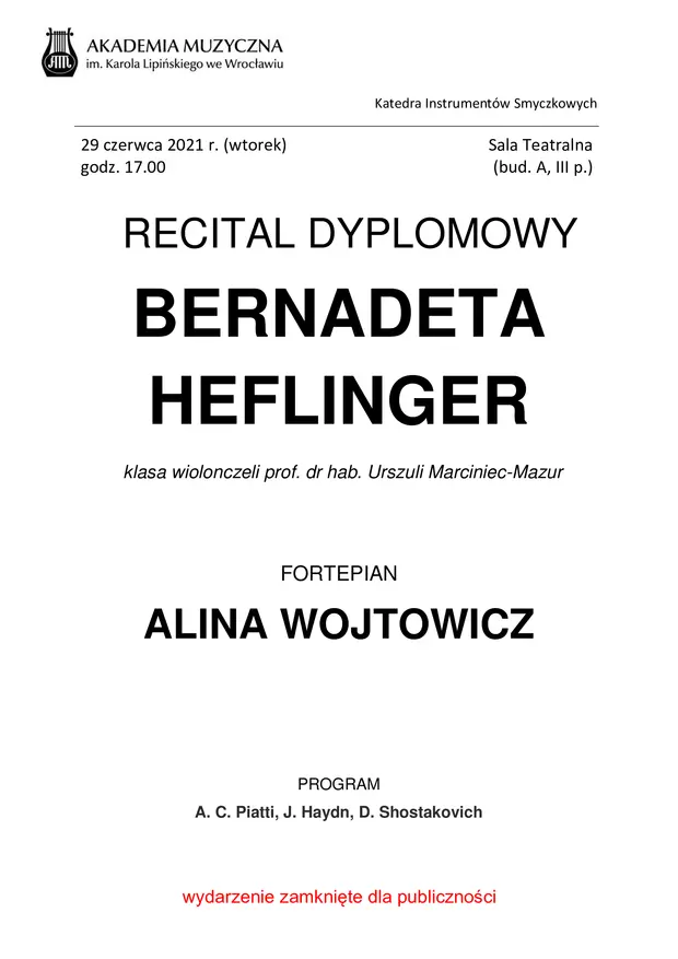 Recital dyplomowy Bernadety Heflinger