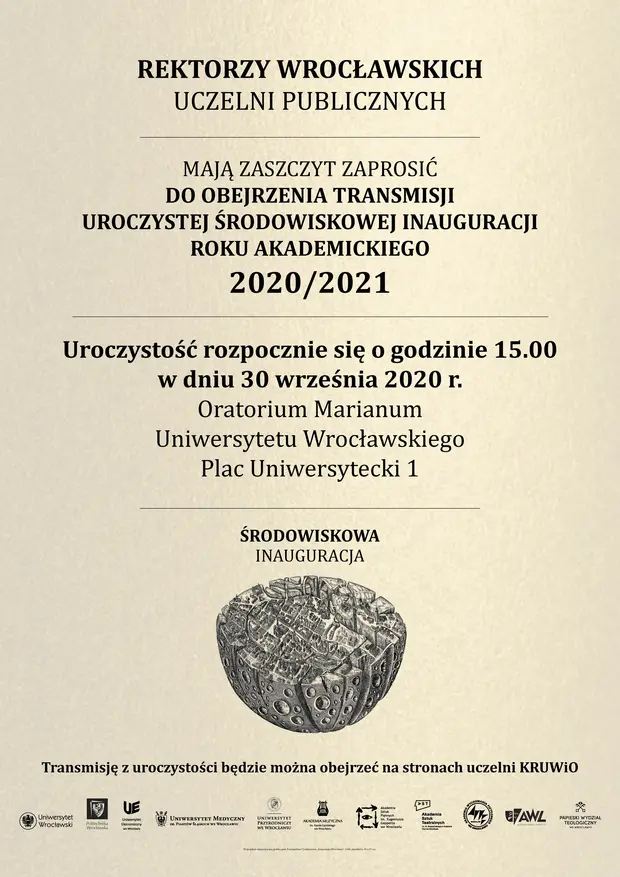 Uroczysta Inauguracja Środowiskowa Roku Akademickiego 2020/2021 - transmisja
