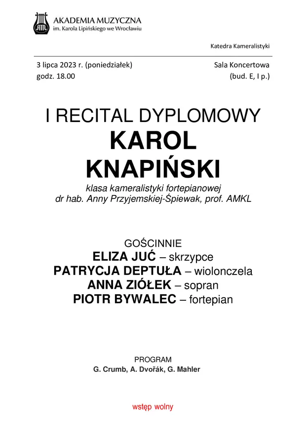 I Recital Dyplomowy Karola Knapińskiego