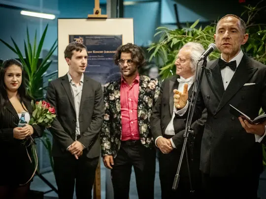 JM Rektor AMKL prof. dr hab. Krystian Kiełb, Maestro Marek Pijarowski, Sara Dragan, dr hab. Bassem Akiki oraz Jan Bielak