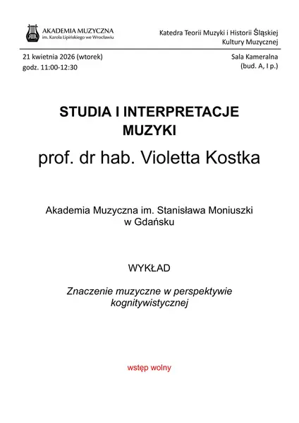 Wykład prof. dr hab. Violetty Kostki