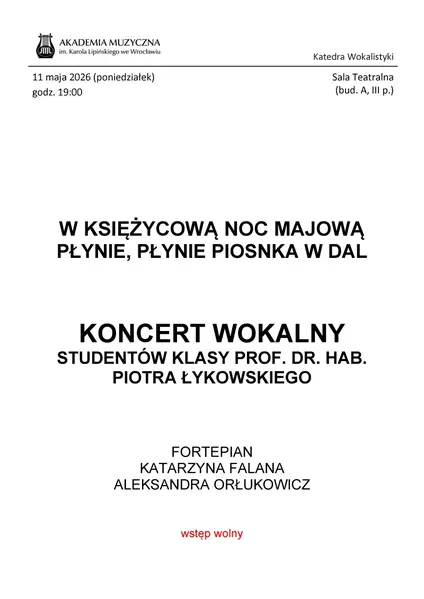 W księżycową noc majową płynie, płynie piosnka w dal