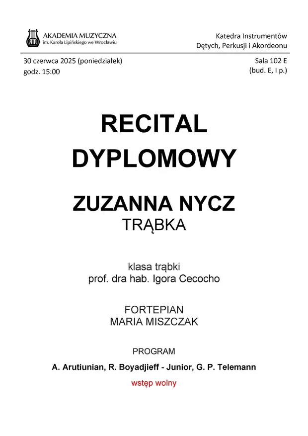 Recital dyplomowy - Zuzanna Nycz