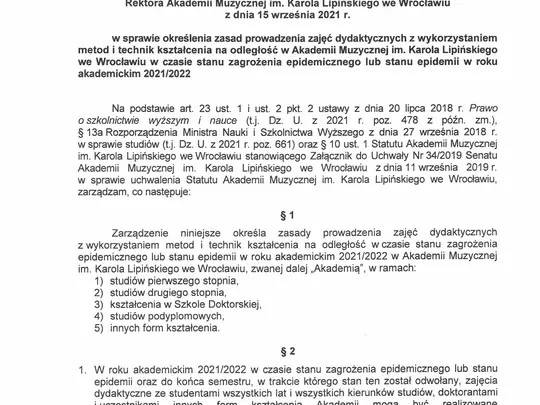 Zarządzenie nr 38/2021 z dnia 15.09.2021 r.