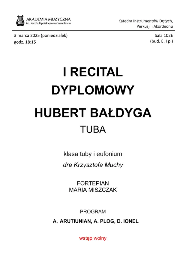 Recital Dyplomowy - Hubert Bałdyga
