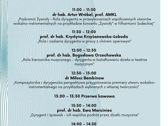 V Og&oacute;lnopolska Konferencja Naukowa, Edycja 2025  DYRYGENT W DZIELE WOKALNO-INSTRUMENTALNYM