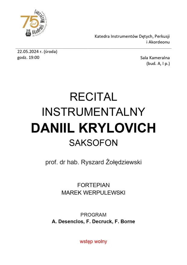 Recital instrumentalny Daniil Krylovich