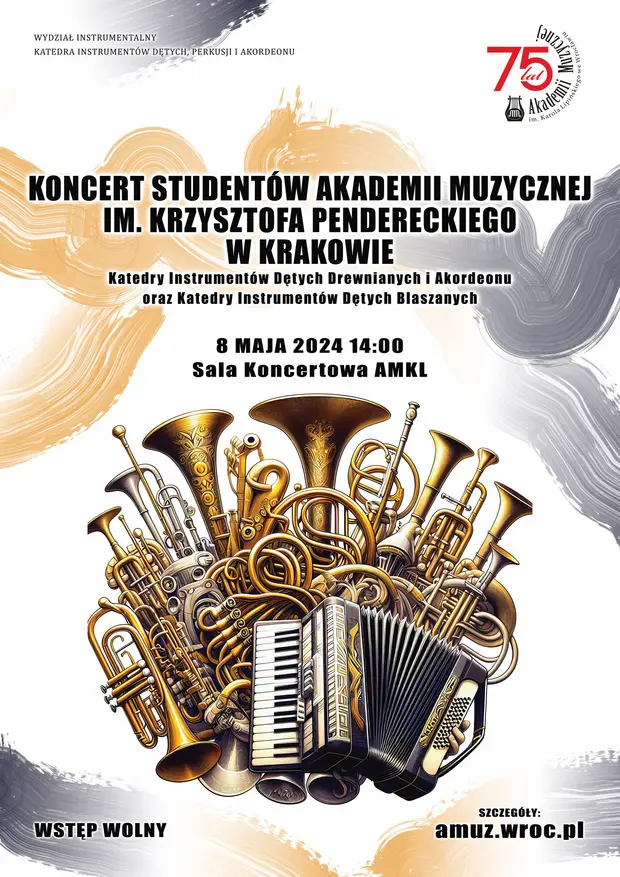 Koncert Wymienny Student&oacute;w Katedry Instrument&oacute;w Dętych  Akademii Muzycznej im. Krzysztofa Pendereckiego w Krakowie