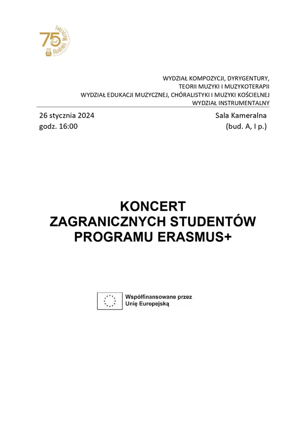 Koncert zagranicznych student&oacute;w programu Erasmus+