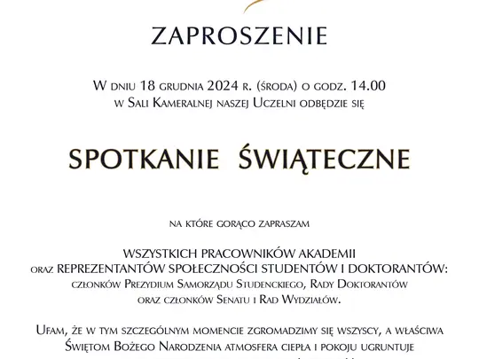 Zaproszenie na Spotkanie Świąteczne
