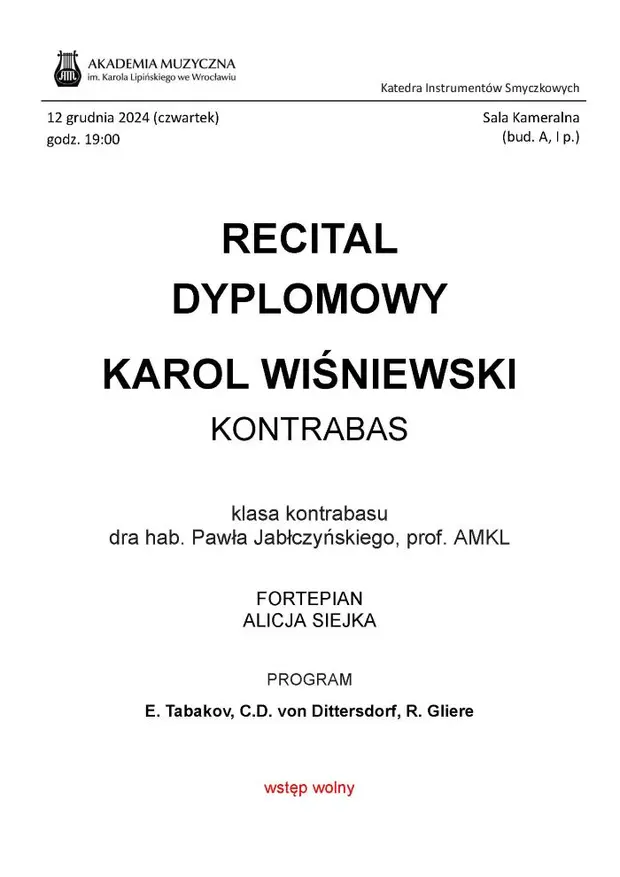 Recital dyplomowy - Karol Wiśniewski