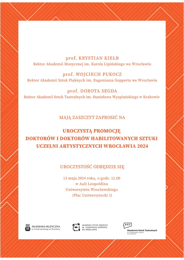Uroczysta Promocja Doktor&oacute;w i Doktor&oacute;w Habilitowanych Sztuki Uczelni Artystycznych Wrocławia 2024