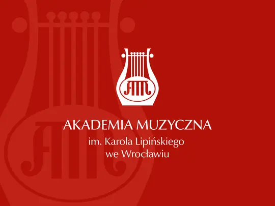 Biały logotyp amkl na  czerwonym tle