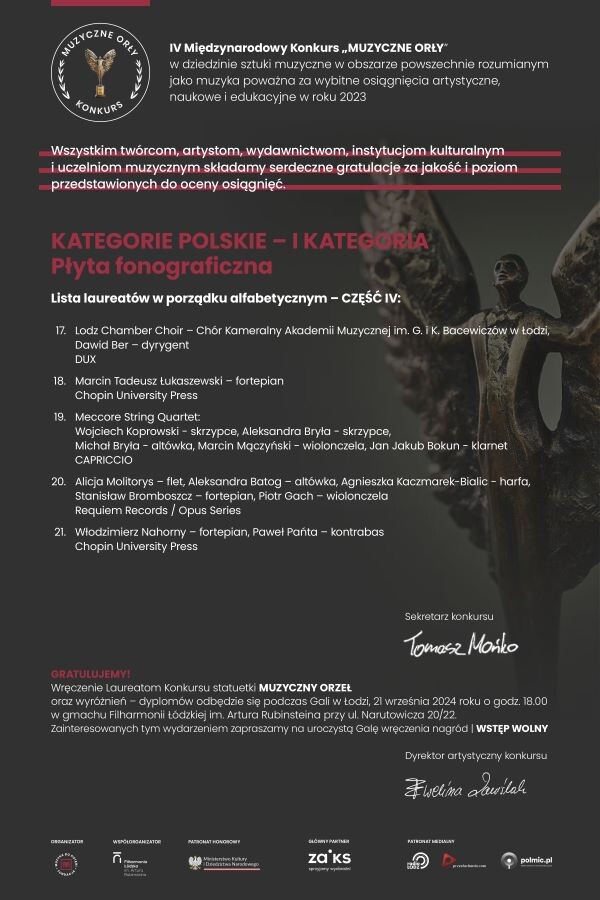 Laureaci Międzynarodowego Konkursu „Muzyczne Orły”