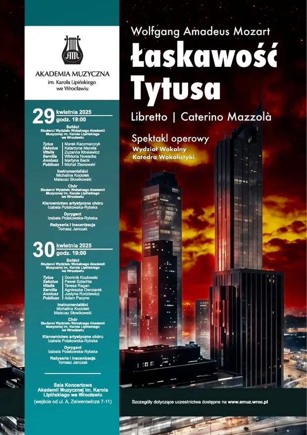 Spektakl dyplomowy Wydziału Wokalnego pt. Łaskawość Tytusa