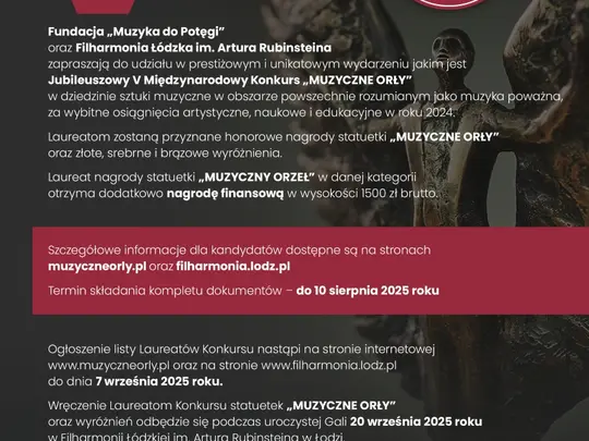 Jubileuszowa V edycja Międzynarodowego Konkursu &bdquo;MUZYCZNE ORŁY&rdquo;