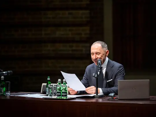 Prof. dr hab. Krystian Kiełb podczas przem&oacute;wienia wyborczego