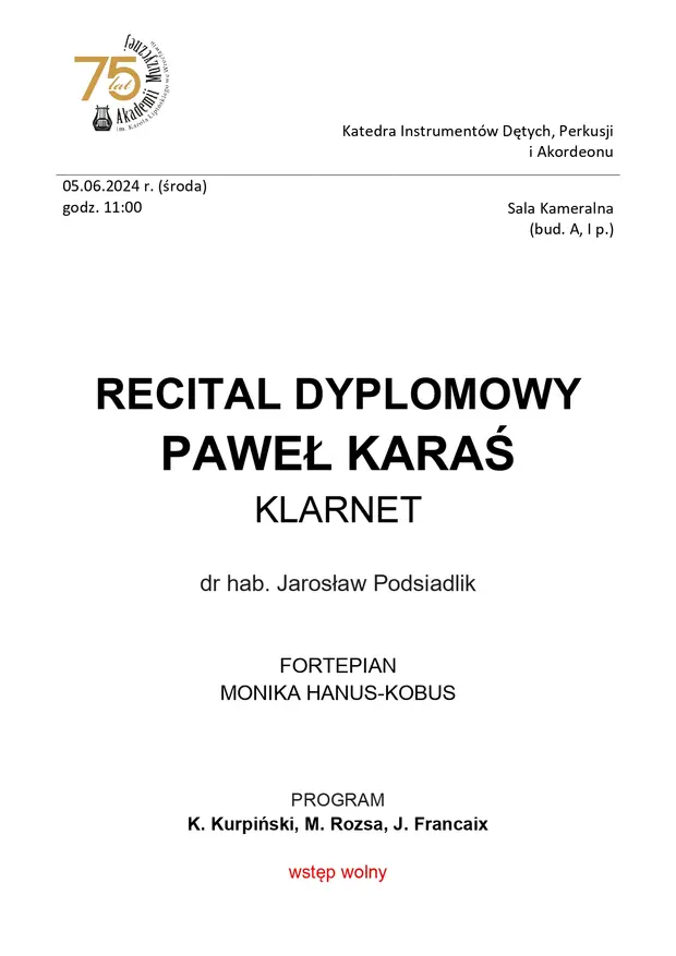 Recital dyplomowy Paweł Karaś
