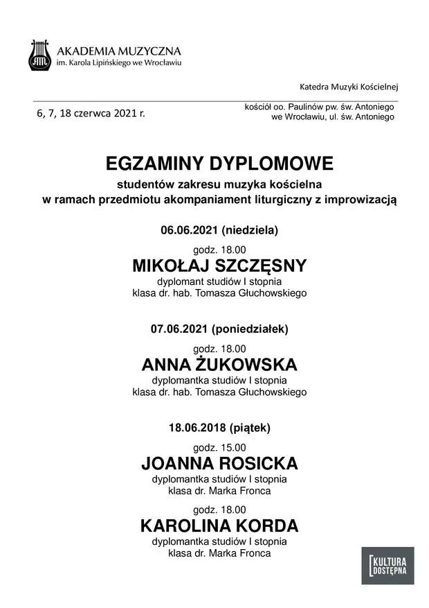 Recital dyplomowy Karoliny Kordy