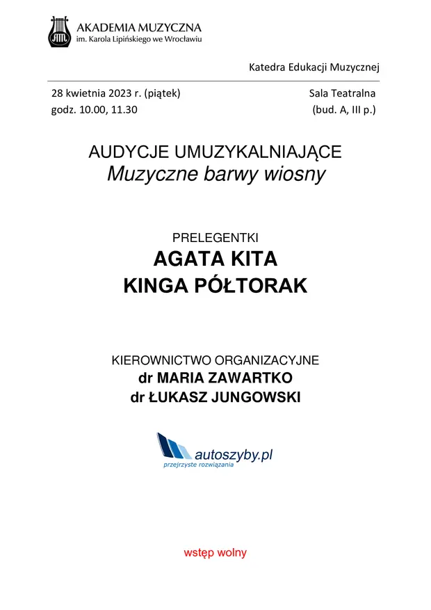 Audycje umuzykalniające Muzyczne barwy wiosny