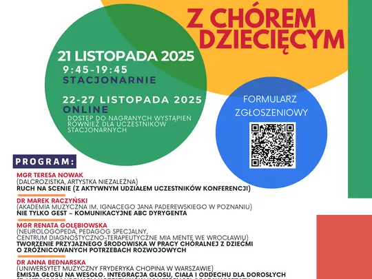 Plakat konferencji "Praca z chórem dziecięcym"
