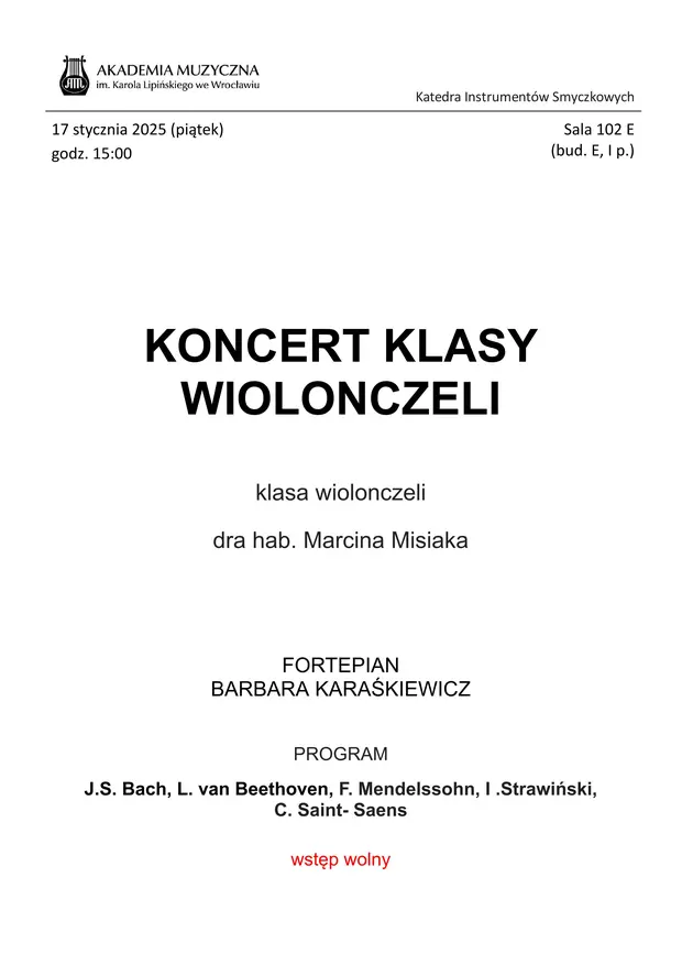 Koncert Klasy Wiolonczeli