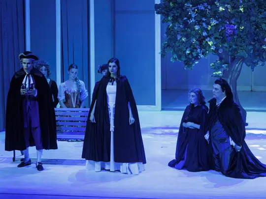 Agnieszka Wilczewska (Countess), Damian Szczepański (Count), Janusz Nosek (Figaro), Wiktoria Nowacka (Susanna), Justyna Rodziewicz (Barbarina)