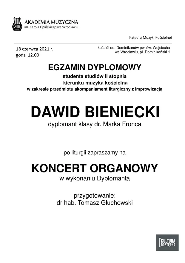 Recital dyplomowy Dawida Bienieckiego