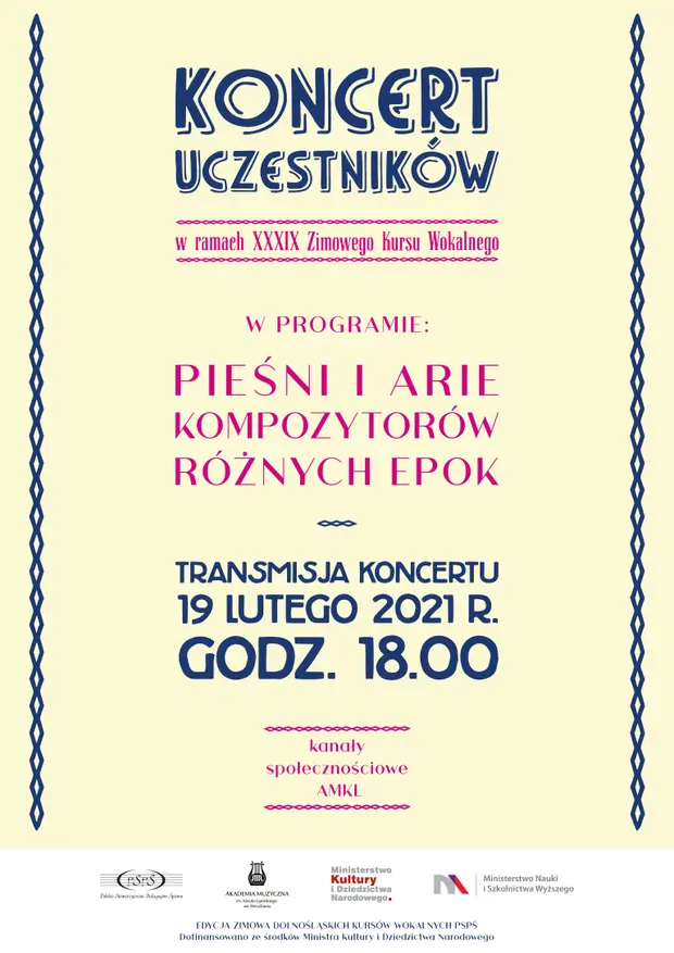 Koncert Uczestnik&oacute;w XXXIX Zimowego Kursu Wokalnego