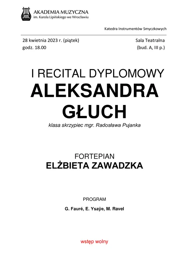 I Recital Dyplomowy Aleksandry Głuch