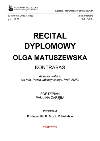Recital dyplomowy Olgi Matuszewskiej