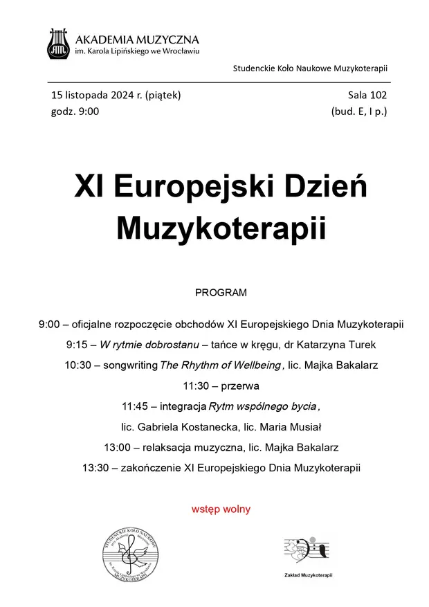 XI Europejski Dzień Muzykoterapii