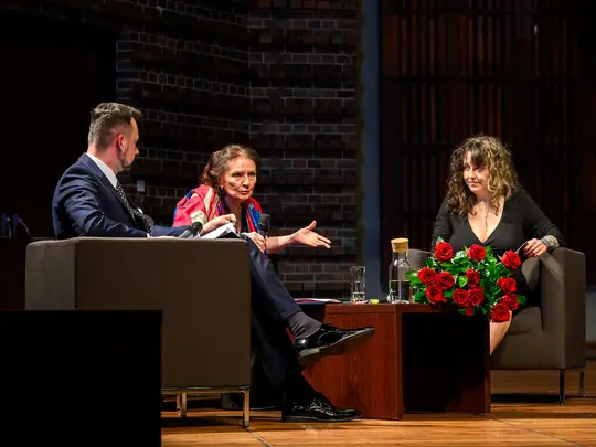 Prof. Danuta Paziuk-Zipser and the meeting moderators: Nadia Szagdaj, Jakub Walczak