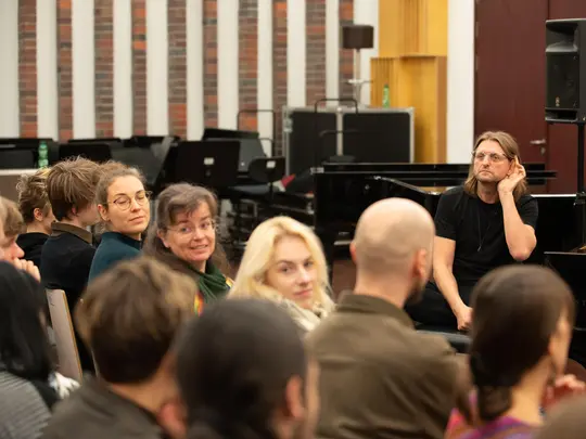 Leszek Możdzer i uczestnicy warsztat&oacute;w Jazz Masterclass Możdzer Danielsson Fresco