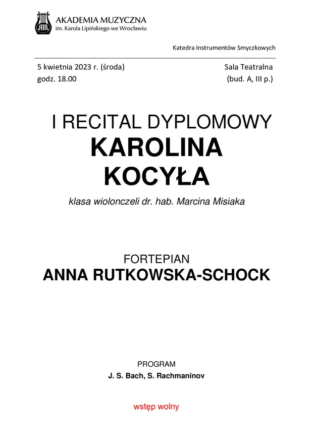 I Recital Dyplomowy Karoliny Kocyły