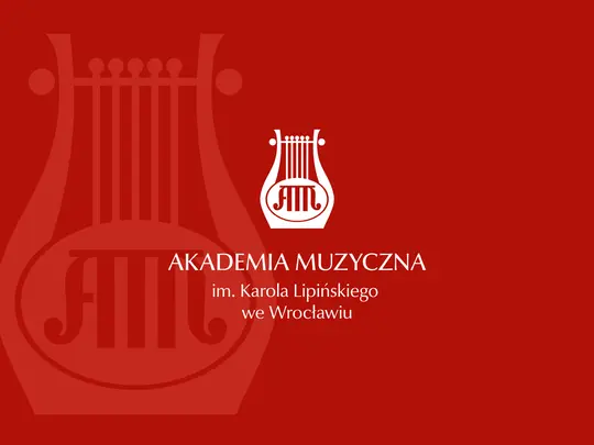 Biały logotyp amkl na czerwonym tle