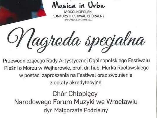 MusicaInUrbe2022 nagroda specjalna i zaproszenie na Festiwal w Wejherowie.jpg