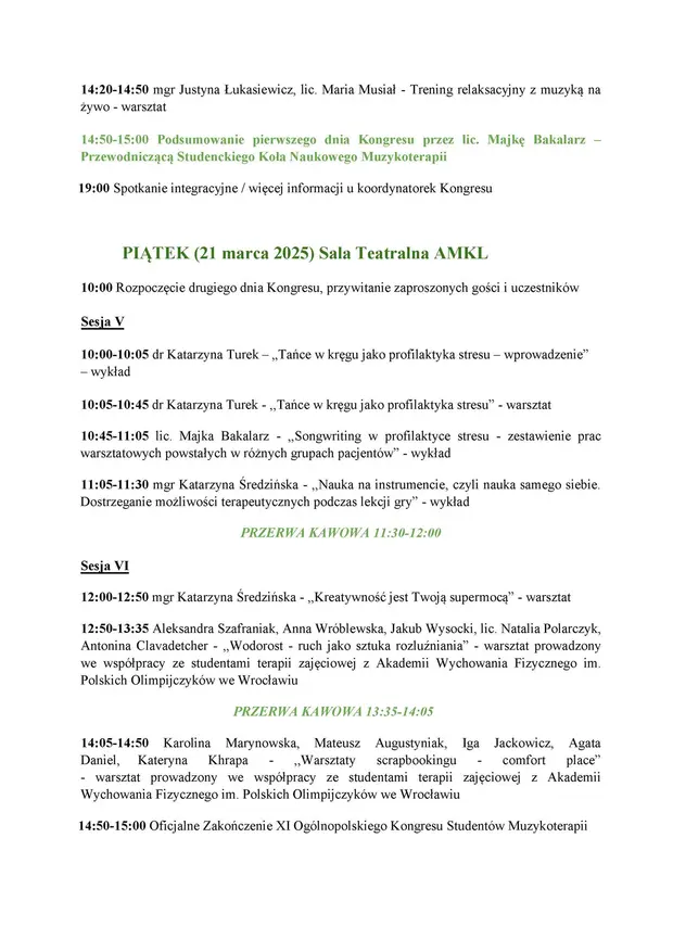 XI Og&oacute;lnopolski Kongres Student&oacute;w Muzykoterapii