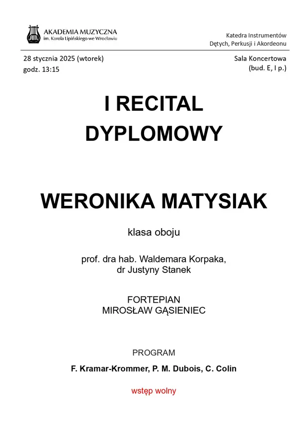 Recital Dyplomowy - Weronika Matysiak