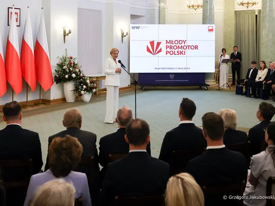 Agata Kornhauser-Duda, Pierwsza dama Rzeczypospolitej Polskiej, rozpoczyna uroczystość wręczenia nominacji oraz ogłoszenia Laureat&oacute;w.