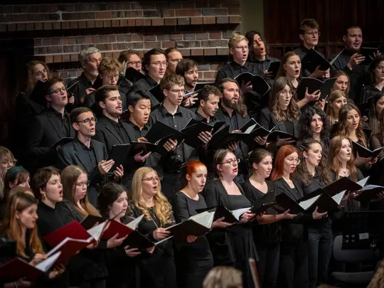 The combined academic choirs of Wrocław universities and the AMKL Academic Symphony Orchestra