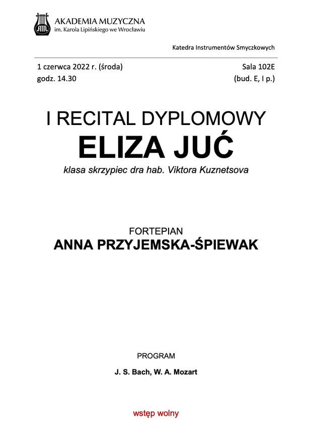 I recital dyplomowy Elizy Juć