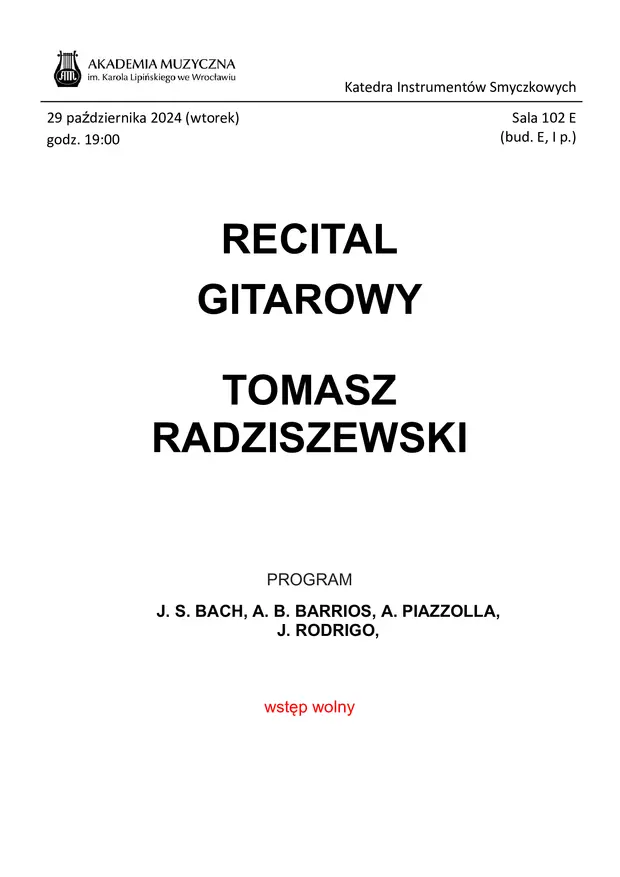 Recital gitarowy - Tomasz Radziszewski