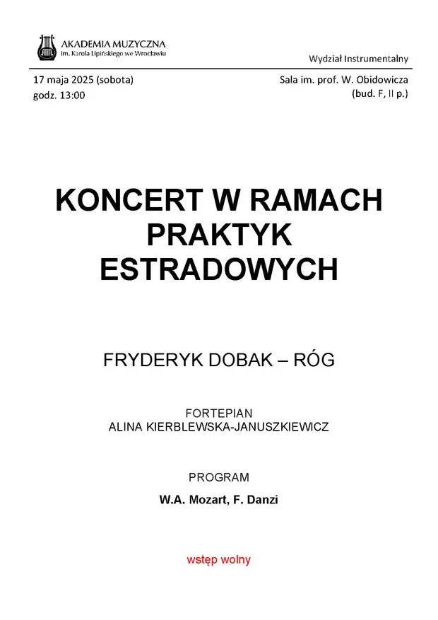 Koncert w ramach praktyk estradowych