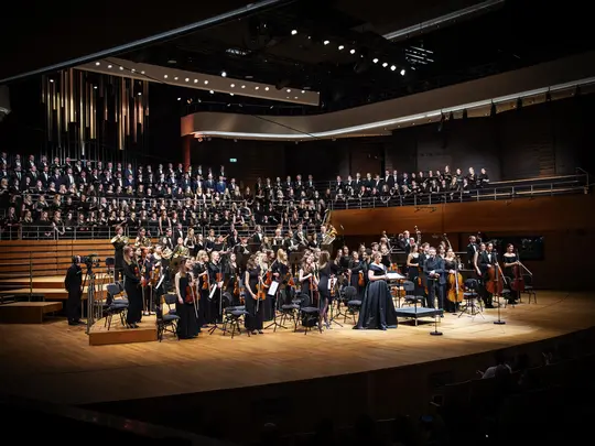 Joanna Zawartko, Maestro Bassem Akiki, Mariusz Godlewski, Academic Symphony Orchestra and the joint academic choirs of Wrocław universities