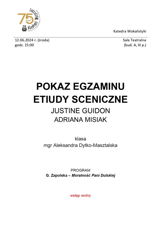 Pokaz egzaminu Etiudy sceniczne