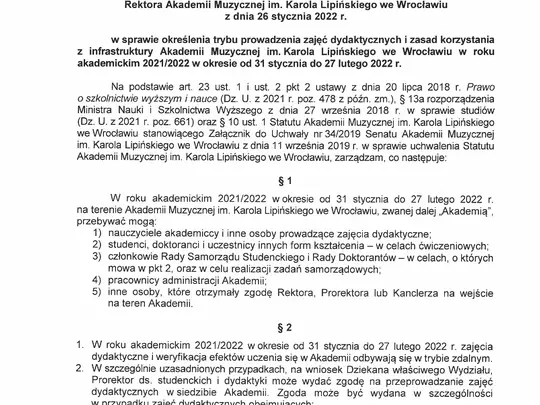 treść zarządzenia