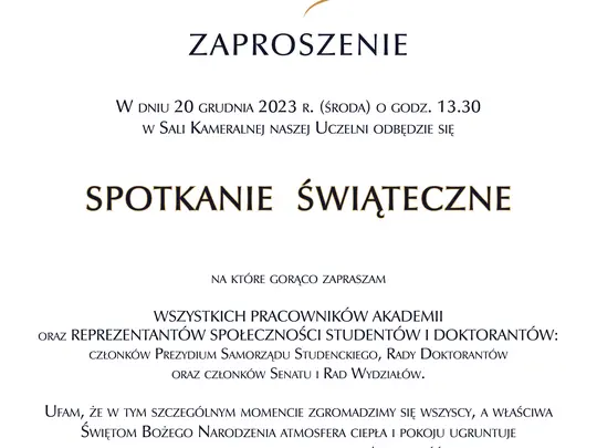 Zaproszenie na Spotkanie Świąteczne