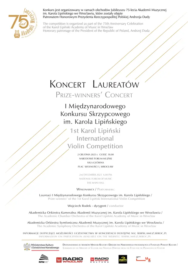 Koncert Laureat&oacute;w I Międzynarodowego Konkursu Skrzypcowego im. Karola Lipińskiego