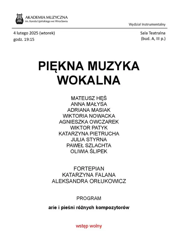 Koncert &bdquo;Piękna muzyka wokalna&rdquo;